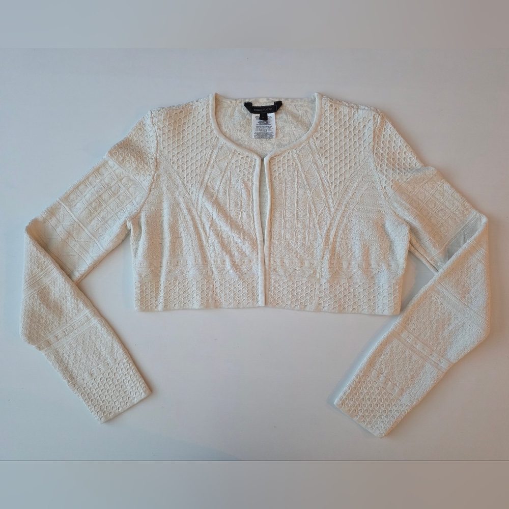 BCBG - White Cropped Cotton/Silk Cardigan - Size Medium